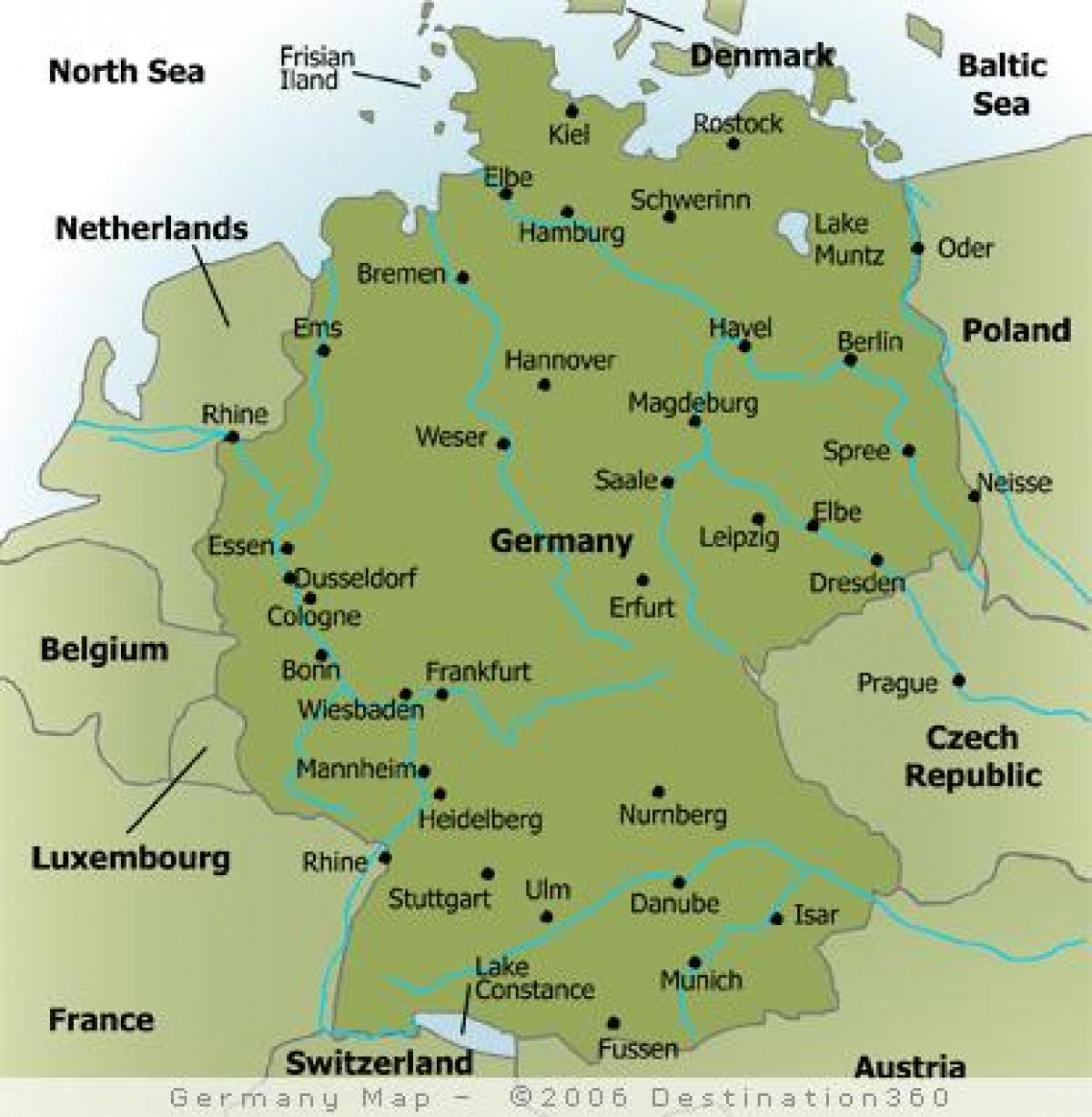 Mapa de Alemania con las principales ciudades